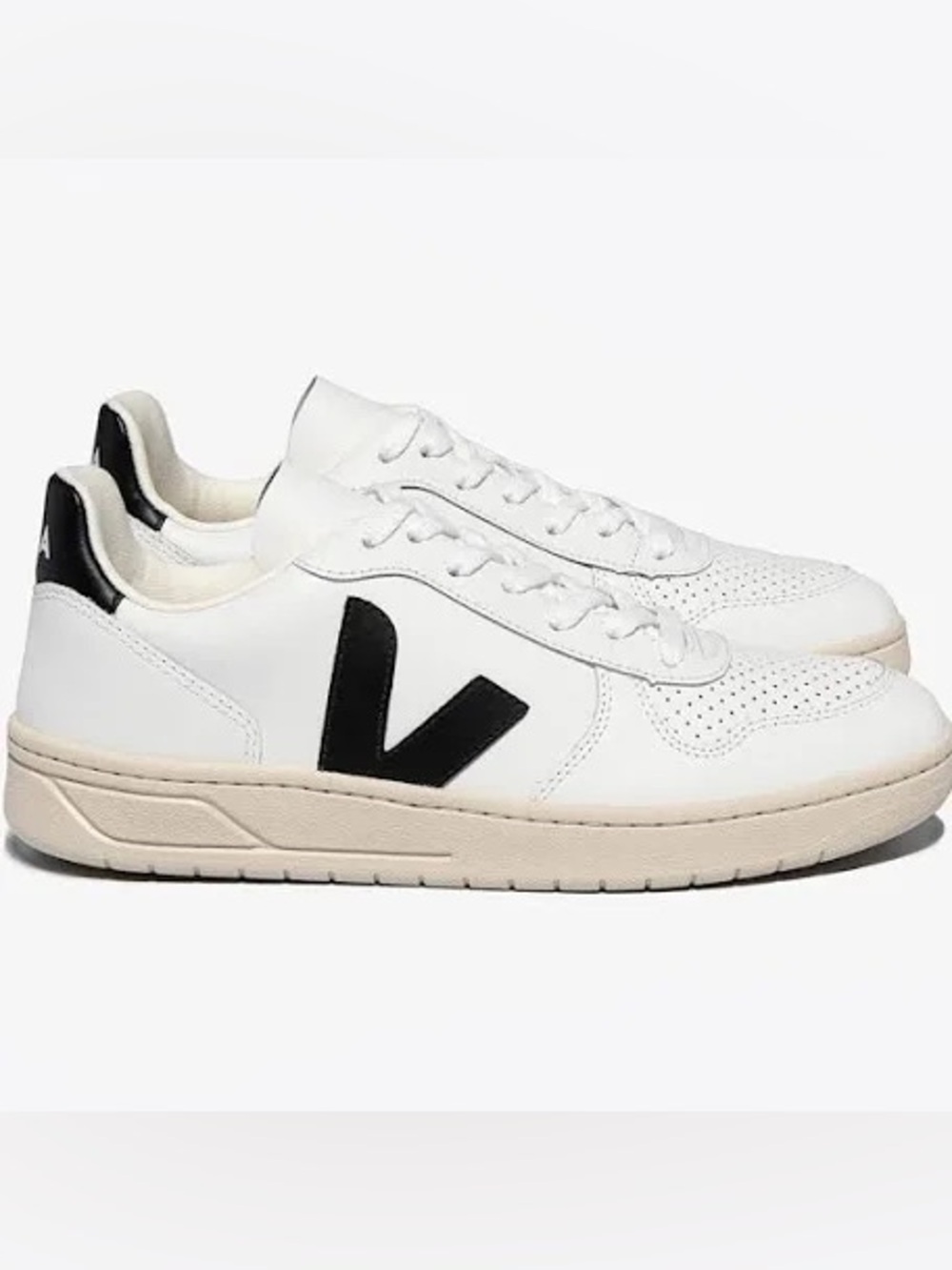 Veja White Leather Sneakers with Black V Logo